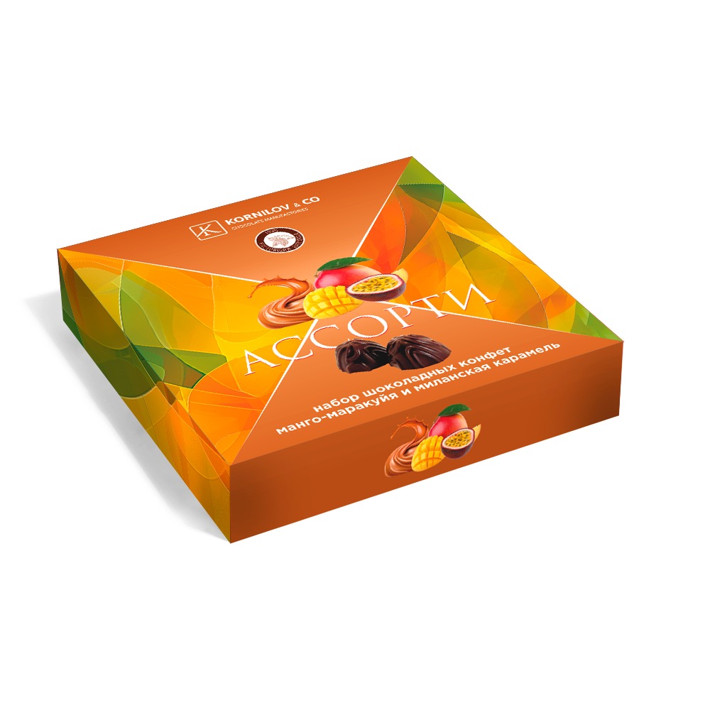 Конфеты шоколадные "Ассорти с начинками манго-маракуйя и миланская карамель"